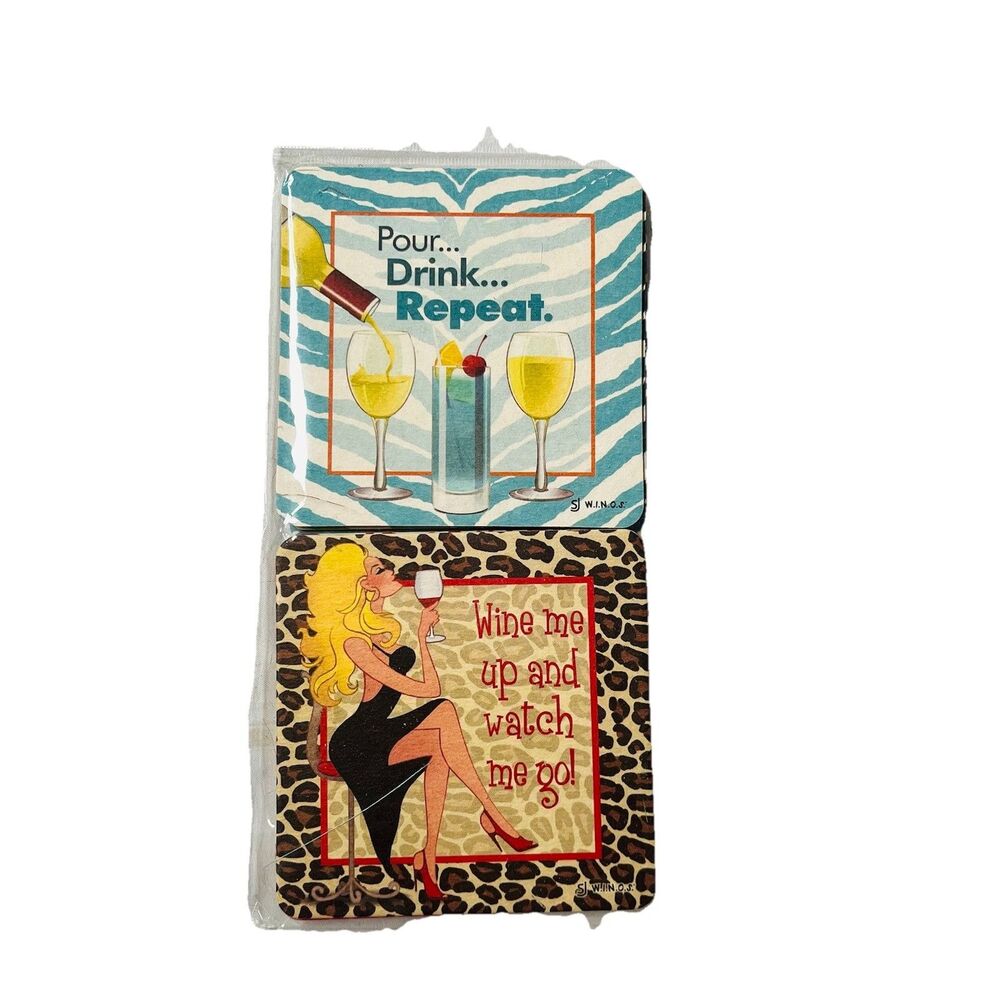 W.i.n.o.s. (Women in Need of Sanity) Party Pack 10 Coasters w/ Drink Recipes Fun